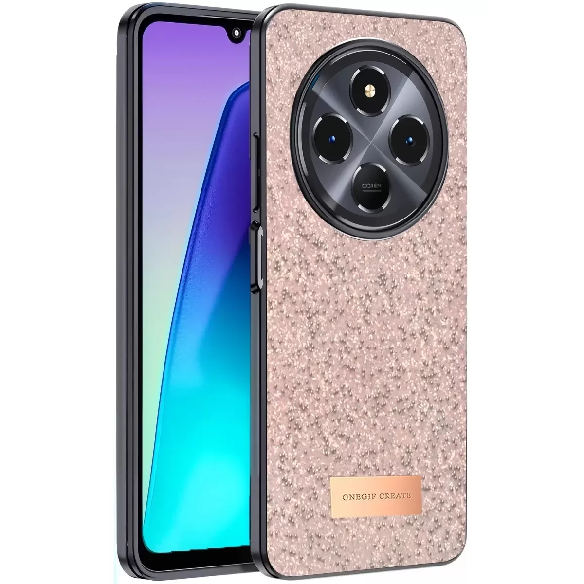 14C Bright Simli Kapak - Pembe Boncuk İşlemeli Şık Telefon Kılıfı