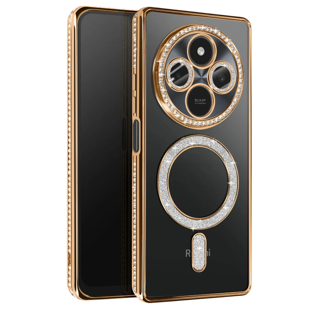 14C Joke Simli Magneticsafe Kılıf - Gold (Şık TPU Korumalı)