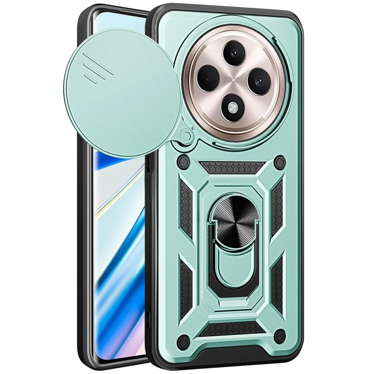 14C Pars Lens Yüzüklü Silikon Kılıf - Yeşil Premium Koruma