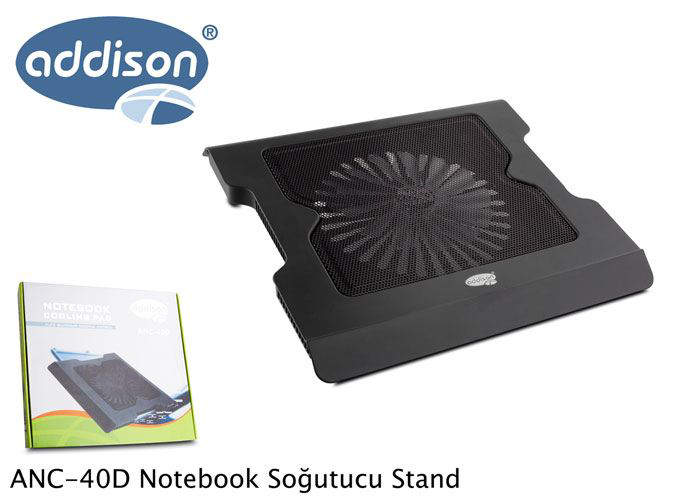 Addison 14Cm İşikli Fan Siyah 15.6" 4* Usb Cikisli Soğutucu Stand Anc-40D
