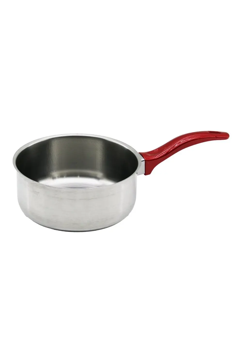 14cm Kırmızı Plastik Kulp Çelik Sos Tava (5057)