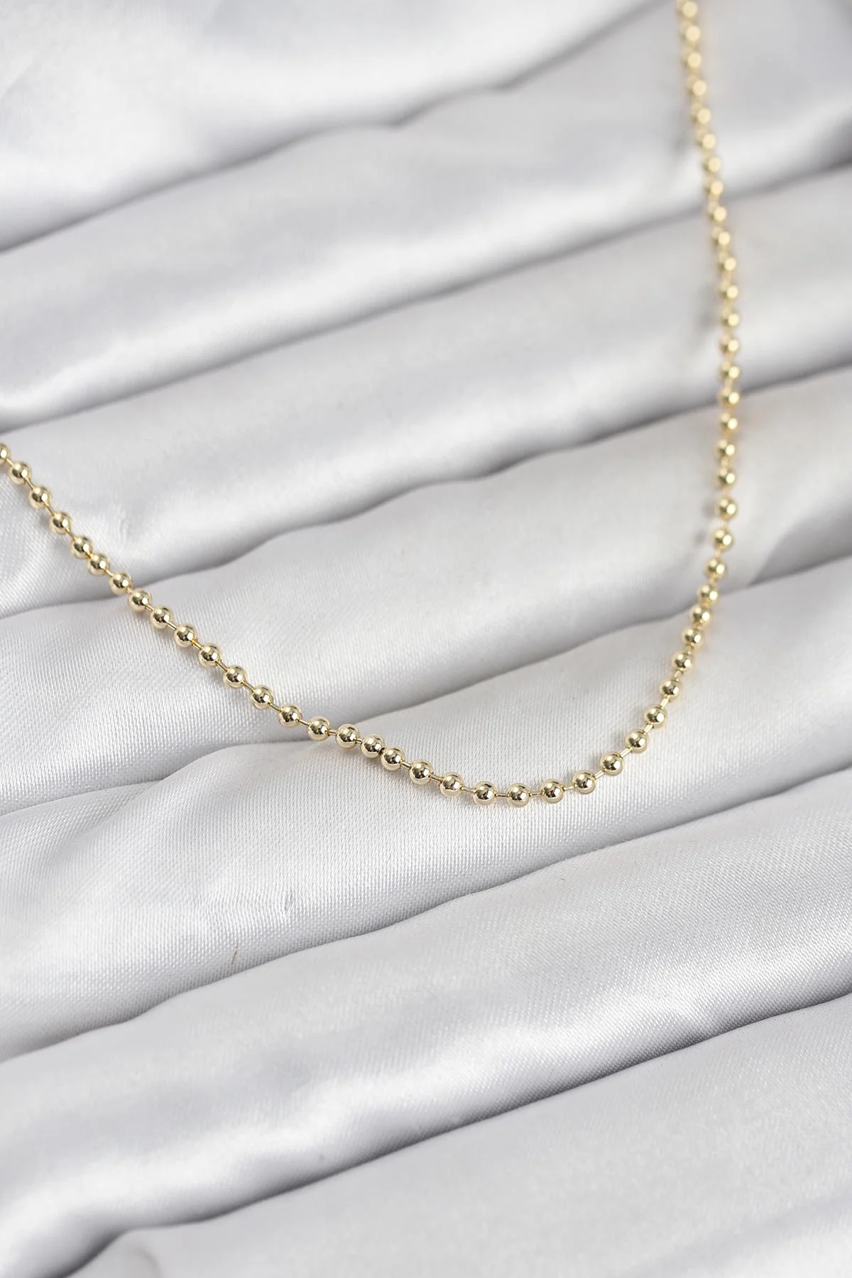 14K Altın Top Zincirli Kolye 60 cm - Kadın Klasik Spor Takı