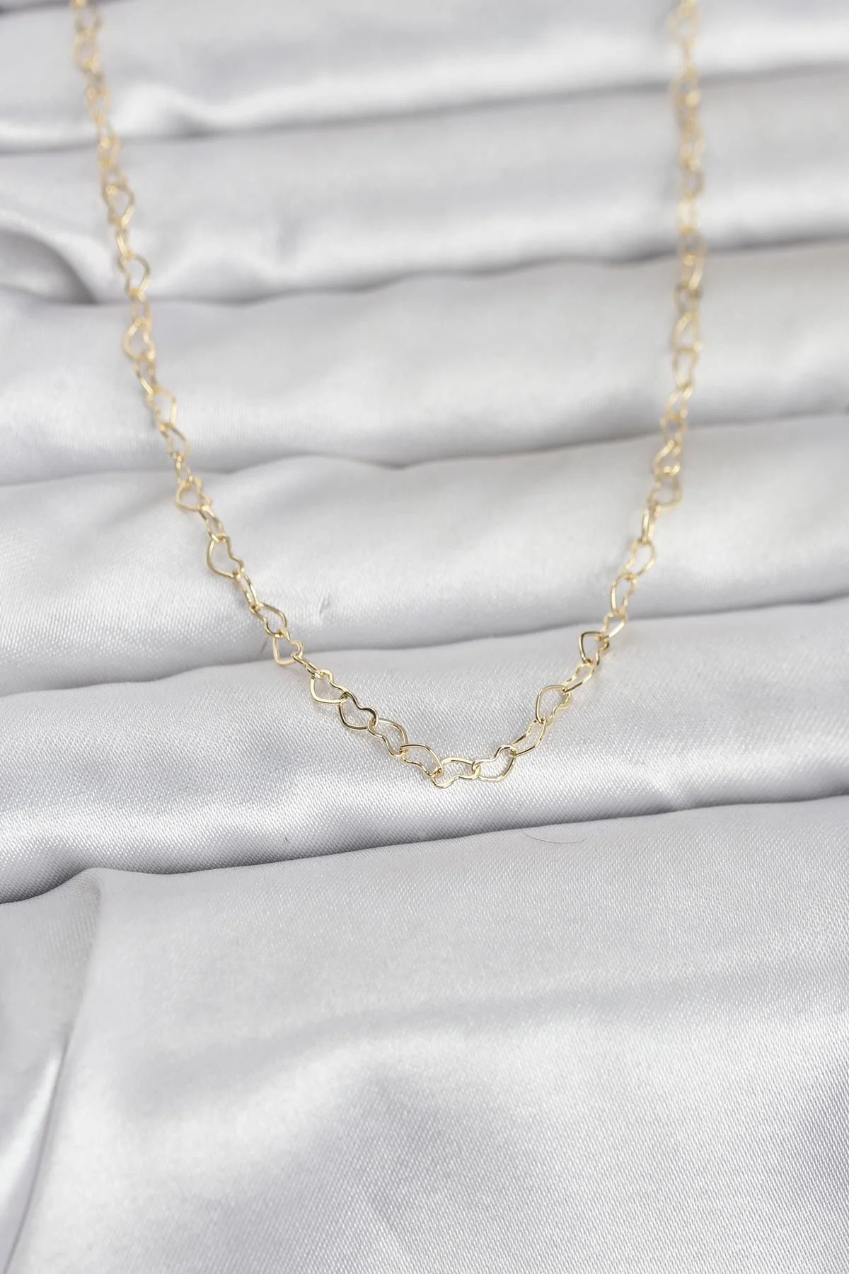 14K Gold Kalp Kolye 60 cm Zincirli Kadın Kolyesi - Günlük & Spor Takı (5886)
