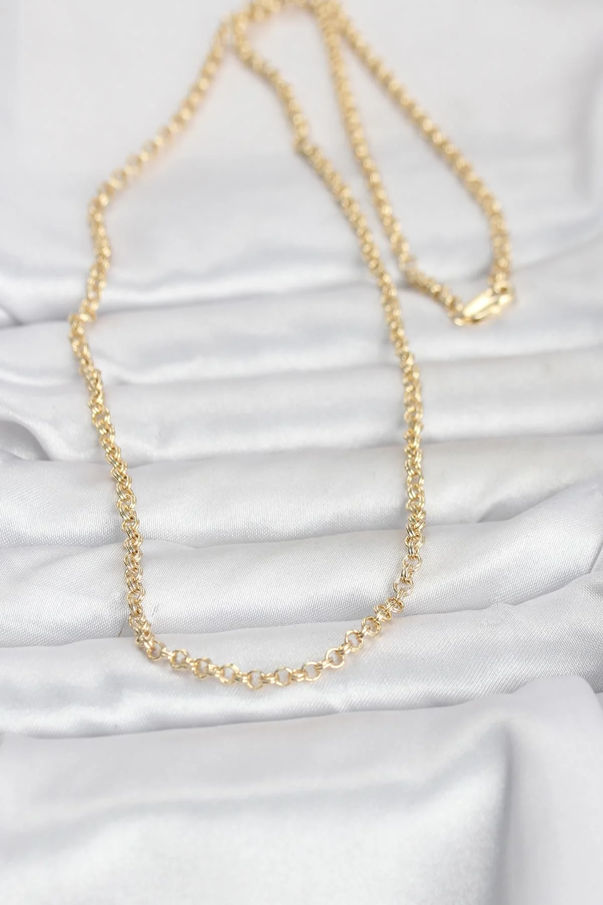 14K Gold Kaplama Halka Zincir Kolye 60 cm - Şık ve Günlük Kullanıma Uygun