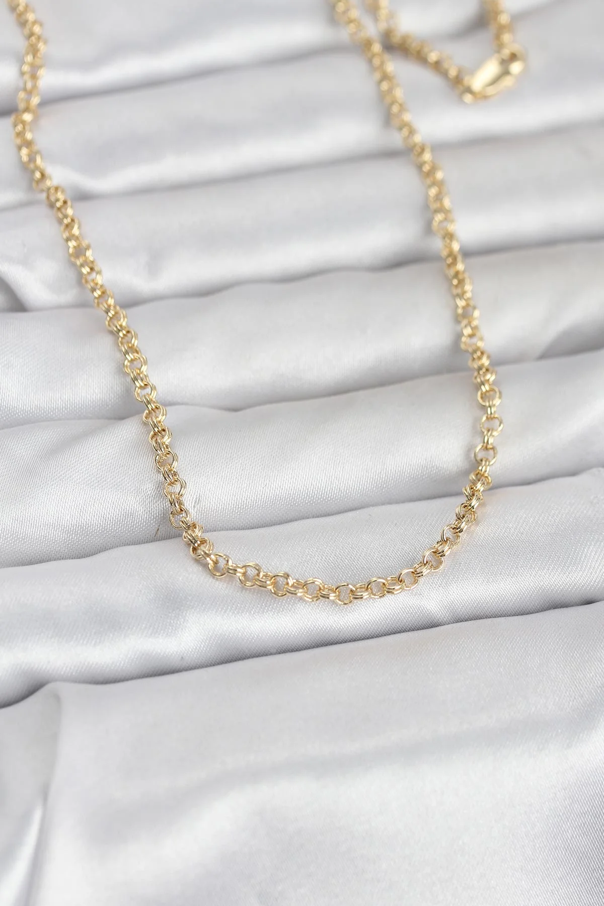 14K Gold Kaplama Halka Zincir Kolye 60 cm - Şık ve Günlük Kullanıma Uygun