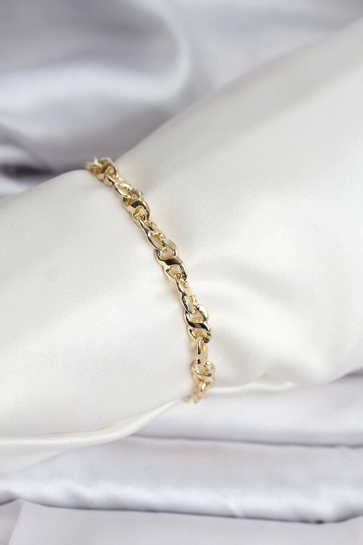14K Gold Kaplama Zincir Model Kadın Bileklik 5886 - Klasik Şıklık