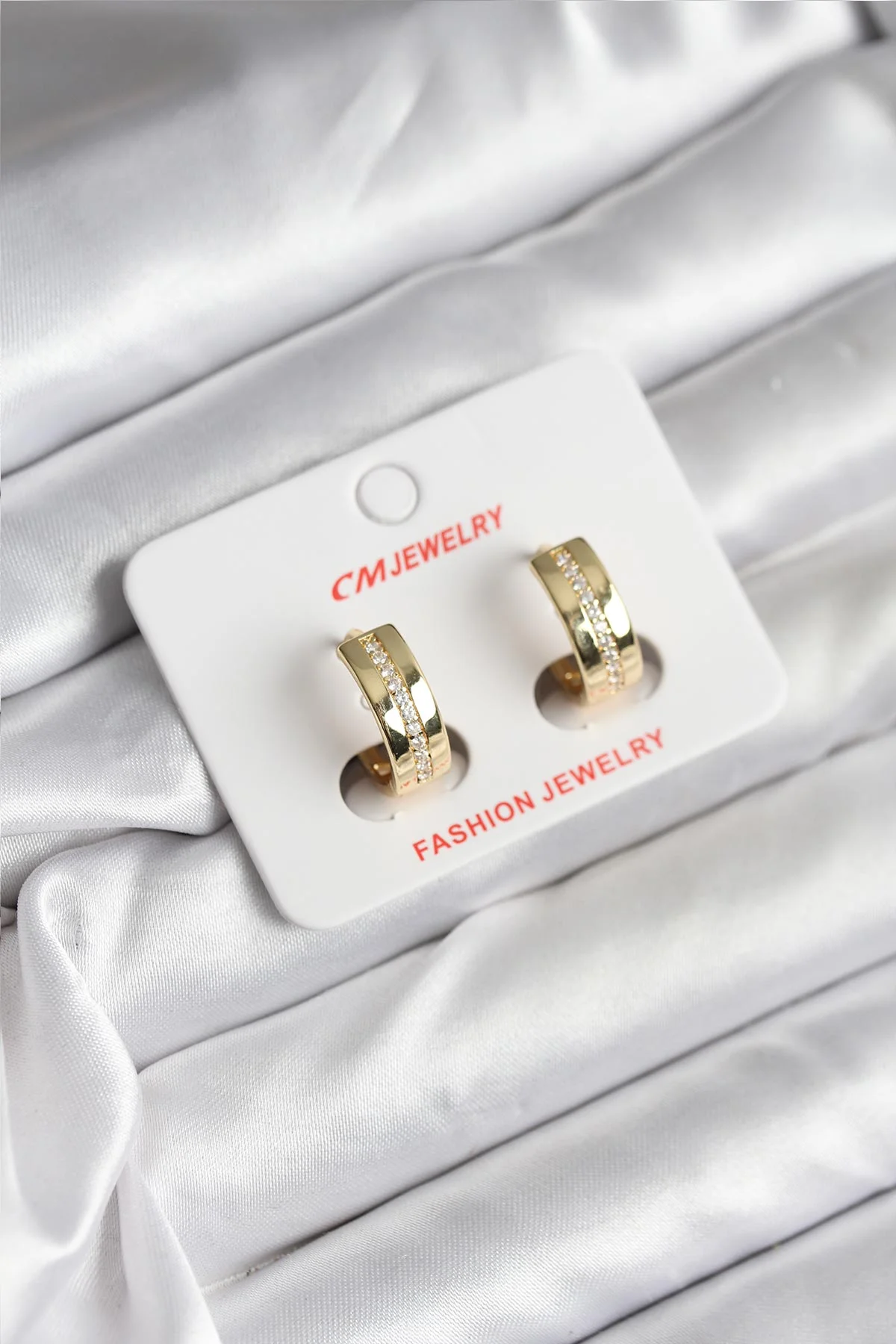 14K Gold Kaplama Zirkon Taşlı Halka Model Kadın Küpe 5886 - Günlük & Abiye Şıklığı