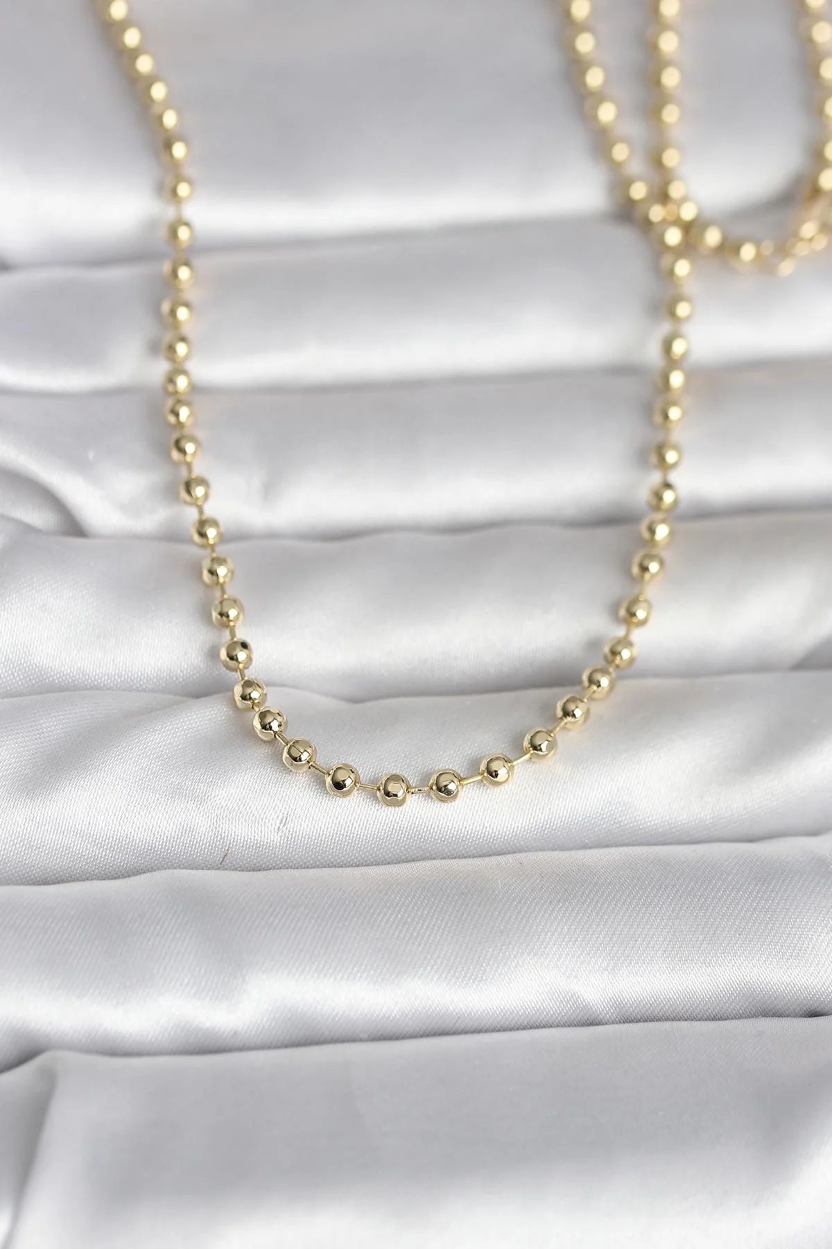 14K Gold Kolye 60 cm Top Zincirli Kadın Kolyesi 5886 - Şık ve Dayanıklı