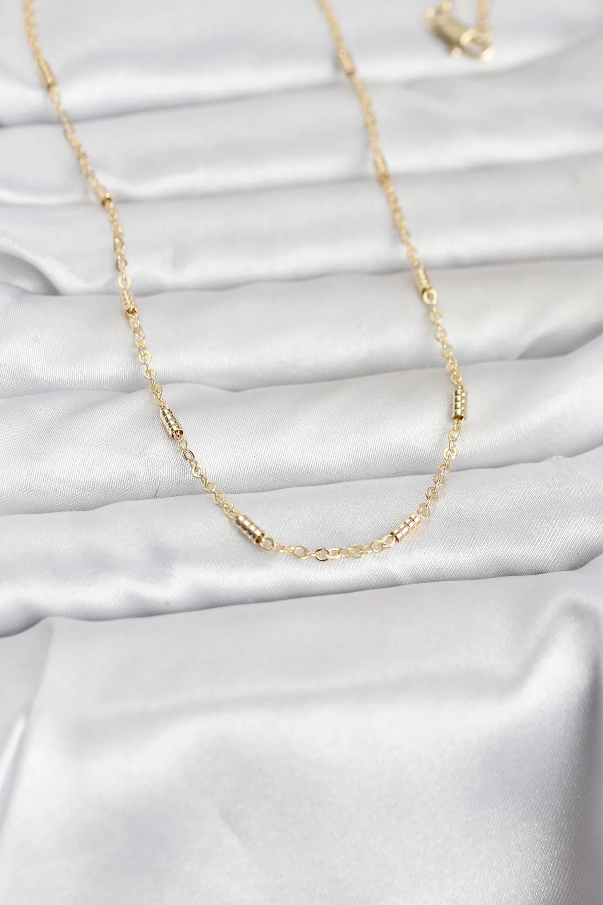 14K Gold Renk Bar Zincir Kolye 60 cm - Günlük ve Abiye Modelleri 5886