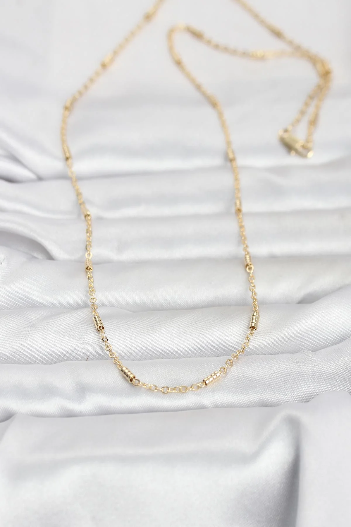 14K Gold Renk Bar Zincir Kolye 60 cm - Günlük ve Abiye Modelleri 5886