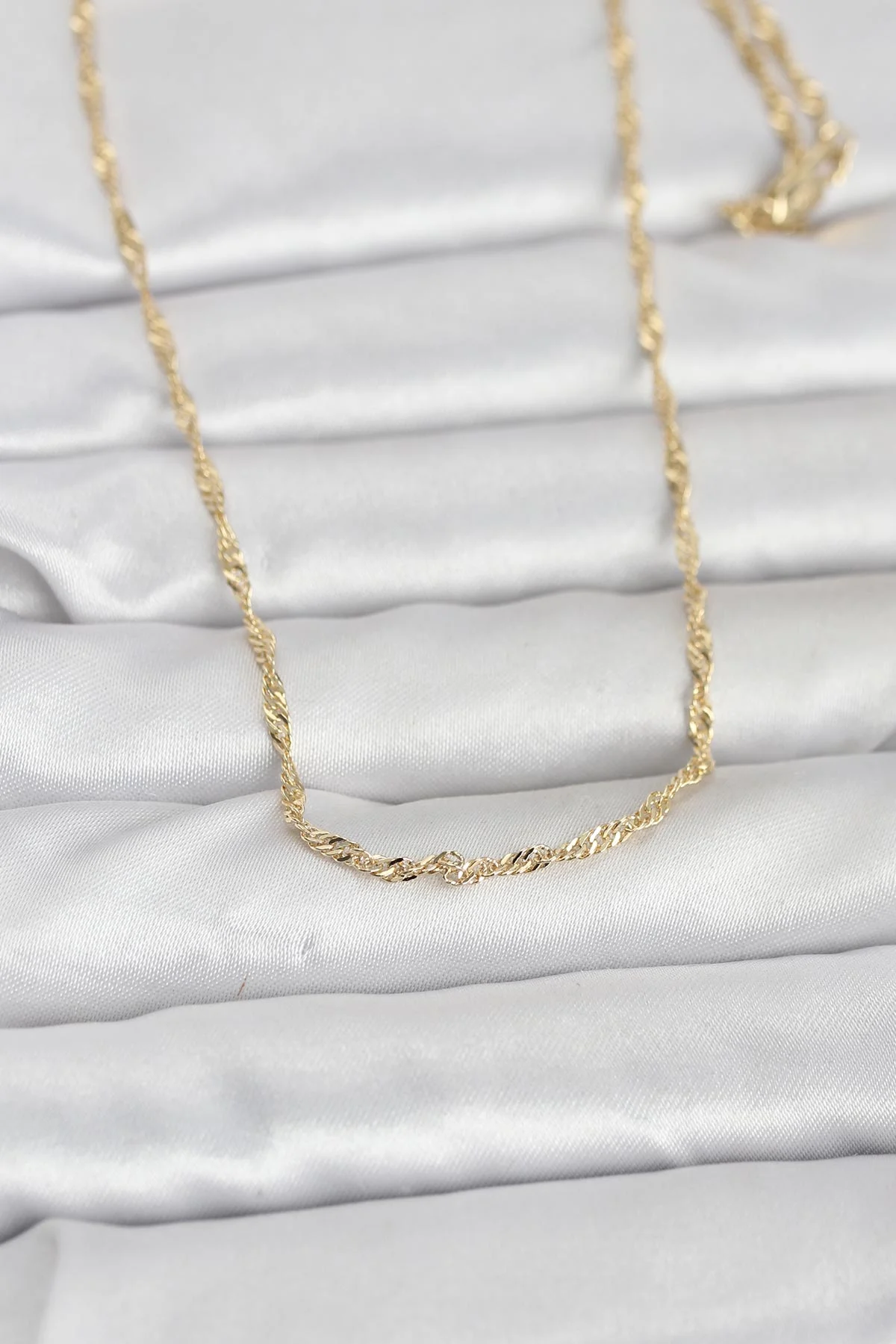 14K Gold Renk Burgu Zincirli 60 cm Kadın Kolye 5886 - Şıklığınızı Taşıyın