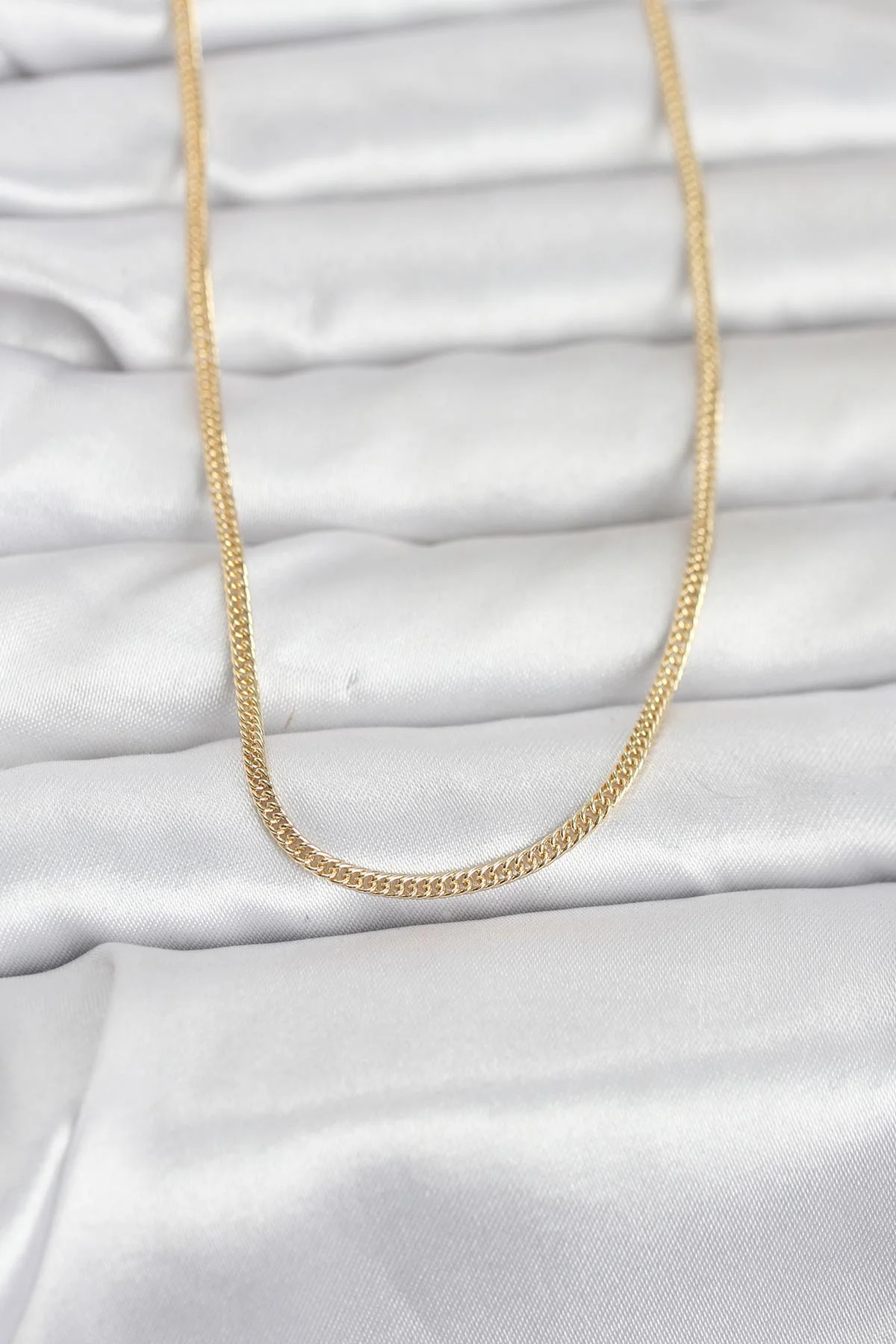 14K Gold Renk Dolgun Zincir Kolye 60 cm - Kadın Moda Takıları