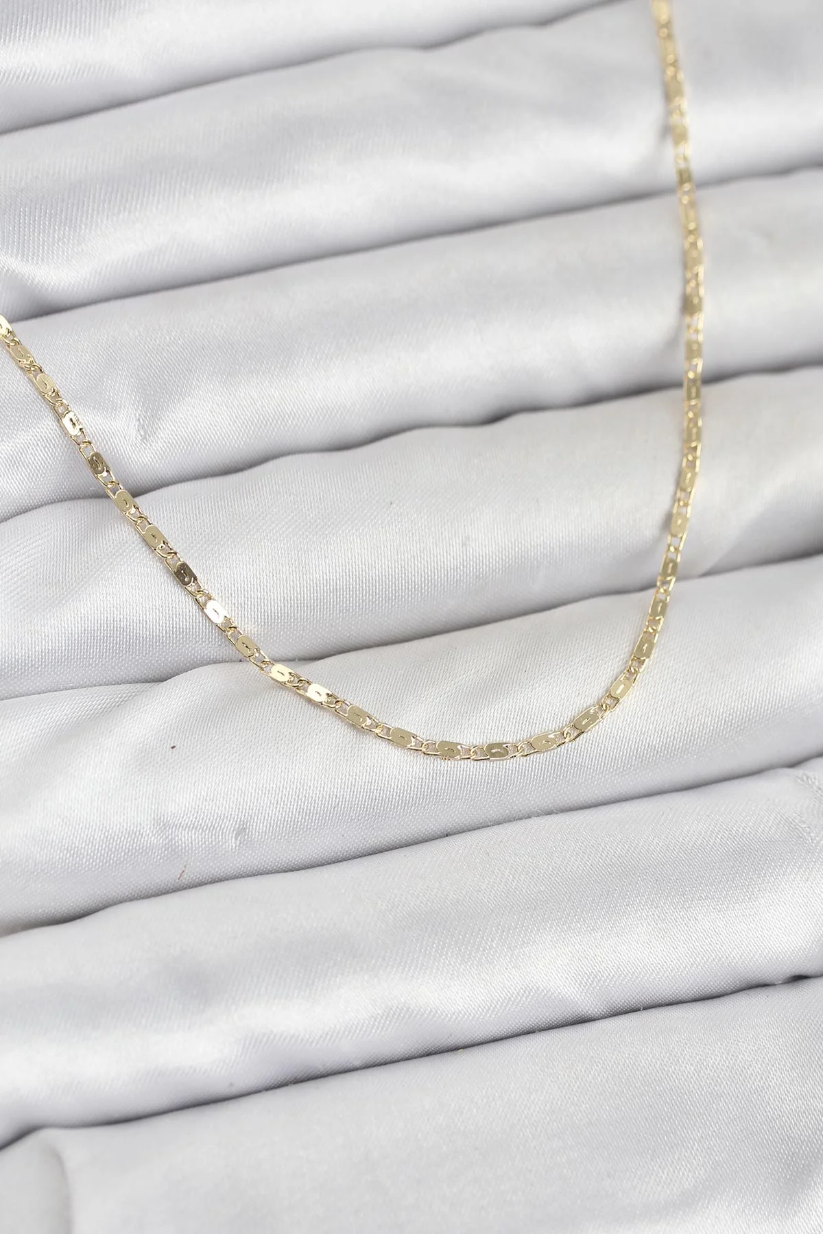14K Gold Renk Ezme Zincir 60 cm Kadın Kolye 5886 - Abiye Spor Klasik Modeller