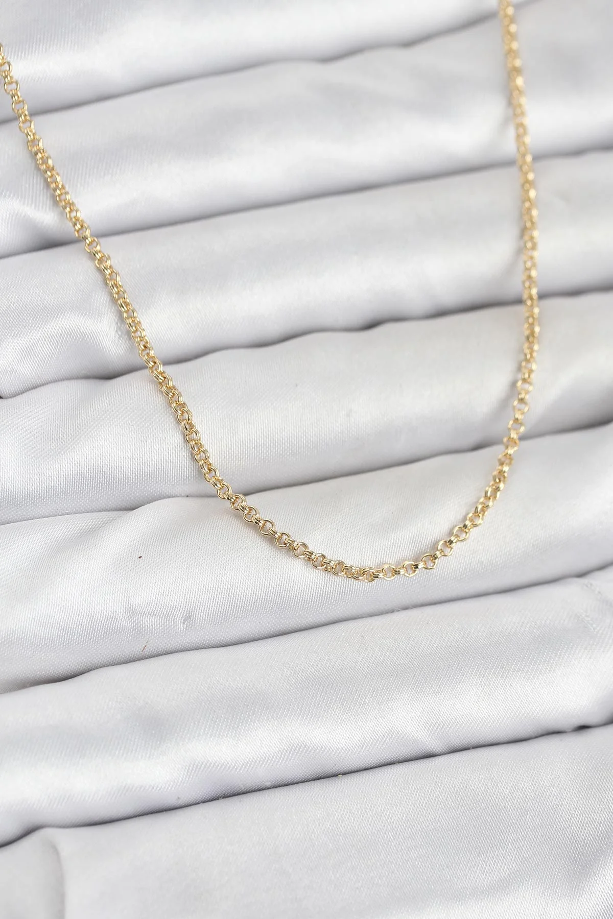 14K Gold Renk Halka Model 60 cm Kadın Kolye - Günlük Spor ve Abiye İçin Lüks Altın Kaplama
