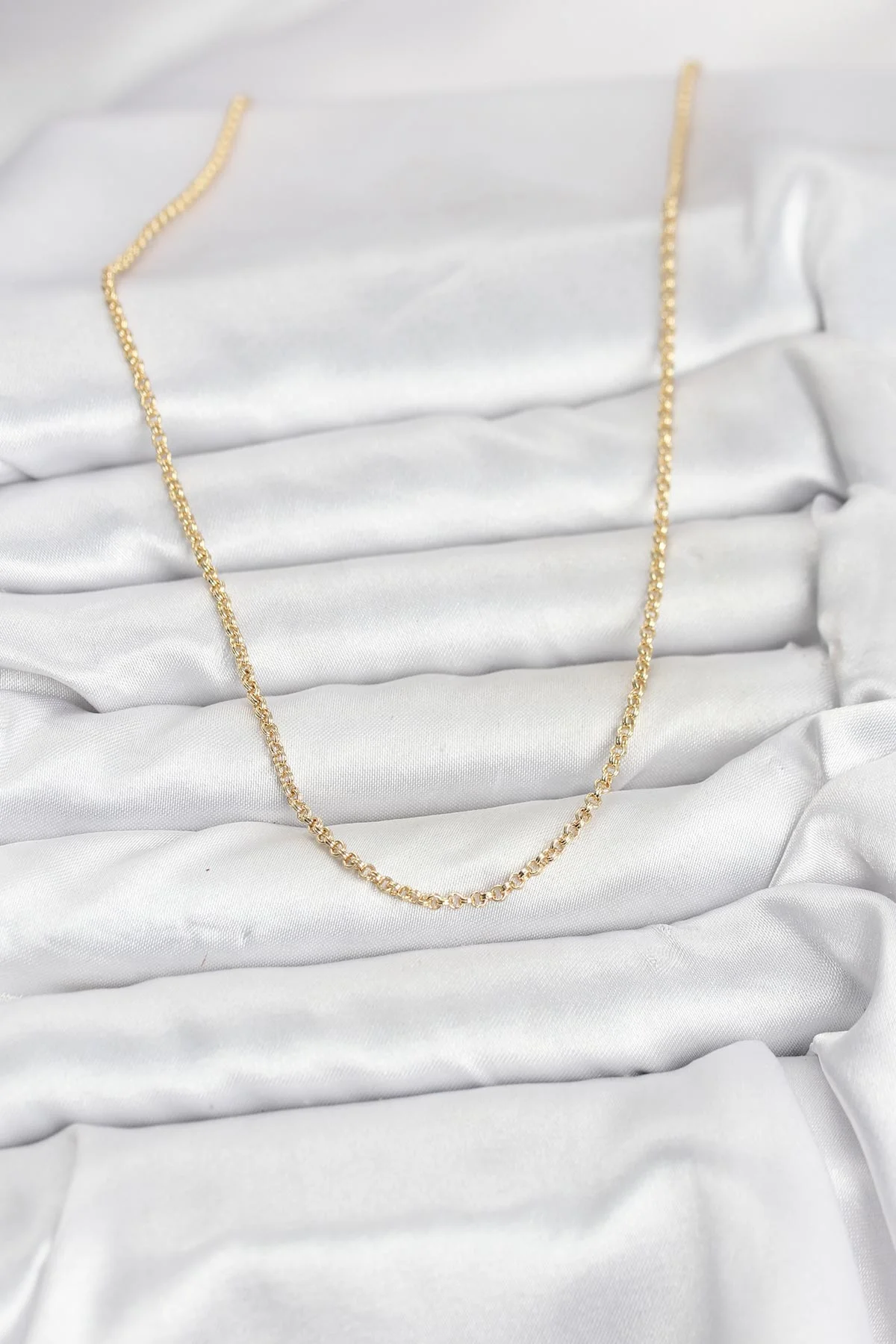 14K Gold Renk Halka Model 60 cm Kadın Kolye - Günlük Spor ve Abiye İçin Lüks Altın Kaplama