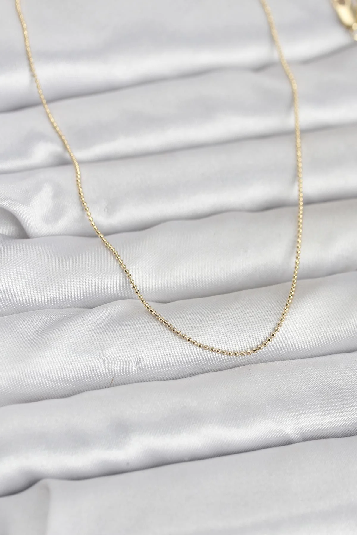 14K Gold Renk İnce Top Zincirli 60 cm Kadın Kolye 5886 - Klasik ve Şık Abiye Kolyesi