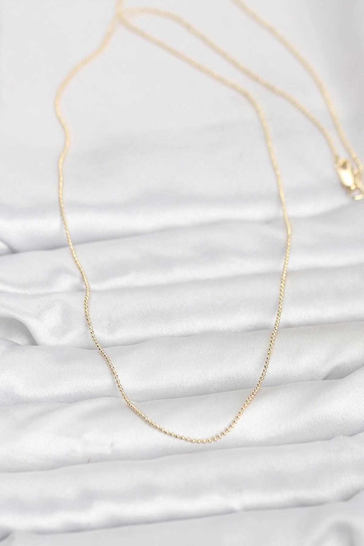 14K Gold Renk İnce Top Zincirli 60 cm Kadın Kolye 5886 - Klasik ve Şık Abiye Kolyesi