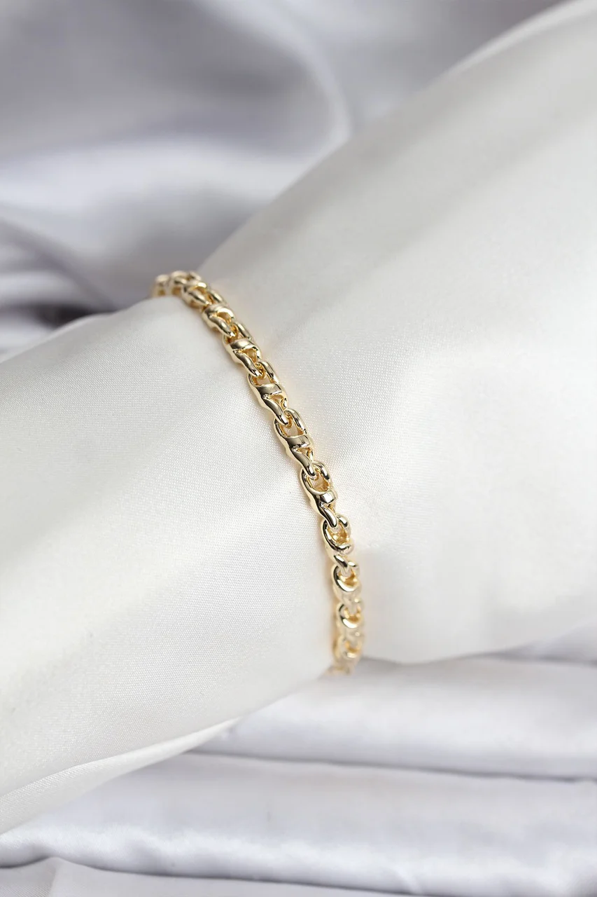 14k Gold Renk Kaplama Zincir Model Kadın Cm Bileklik - Lisinya Diğer