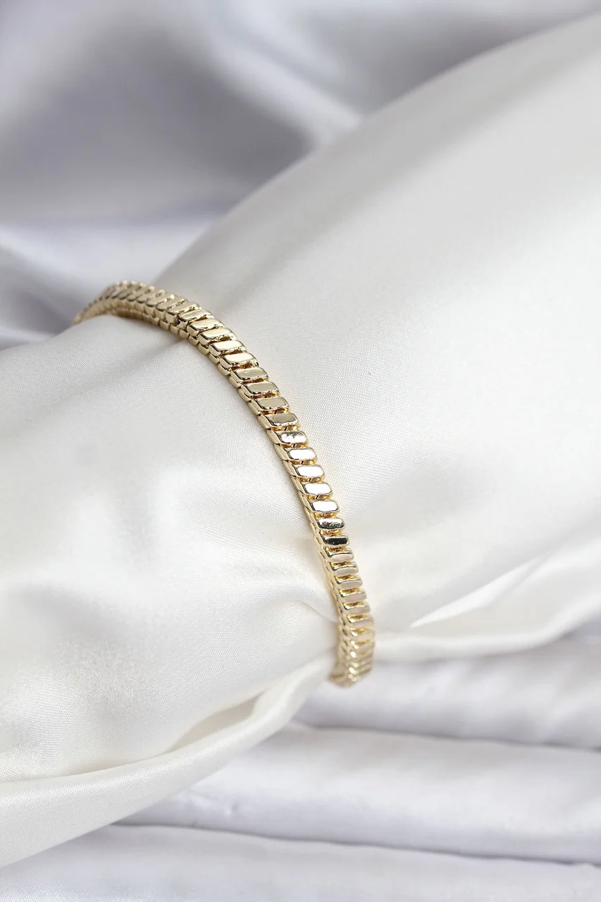14k Gold Renk Kaplama Kare Zincir Model Cm Kadın Bileklik - Lisinya Diğer