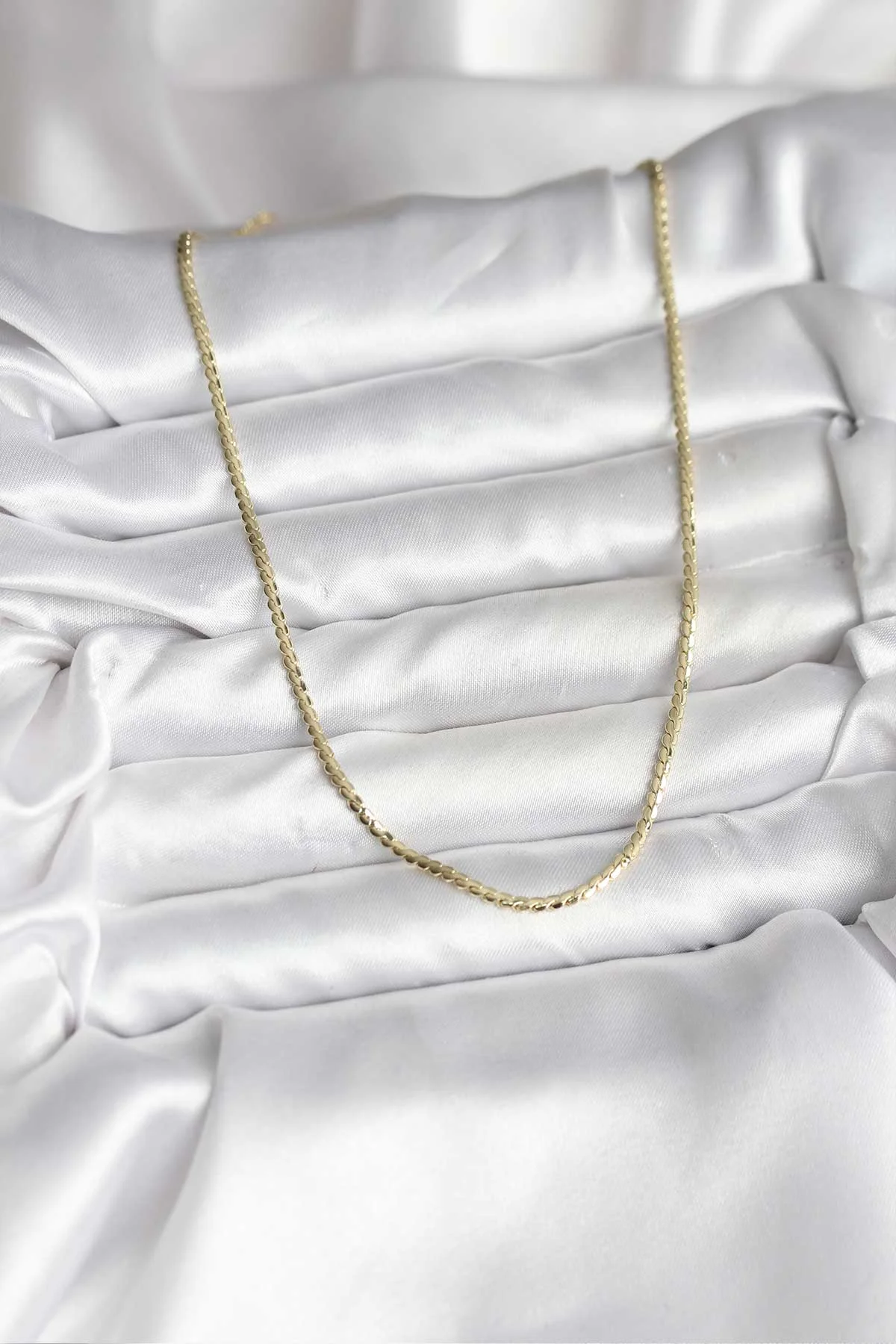 14K Gold Renk Kaplama Ezme Zincir Model CM Kadın Kolye -1492