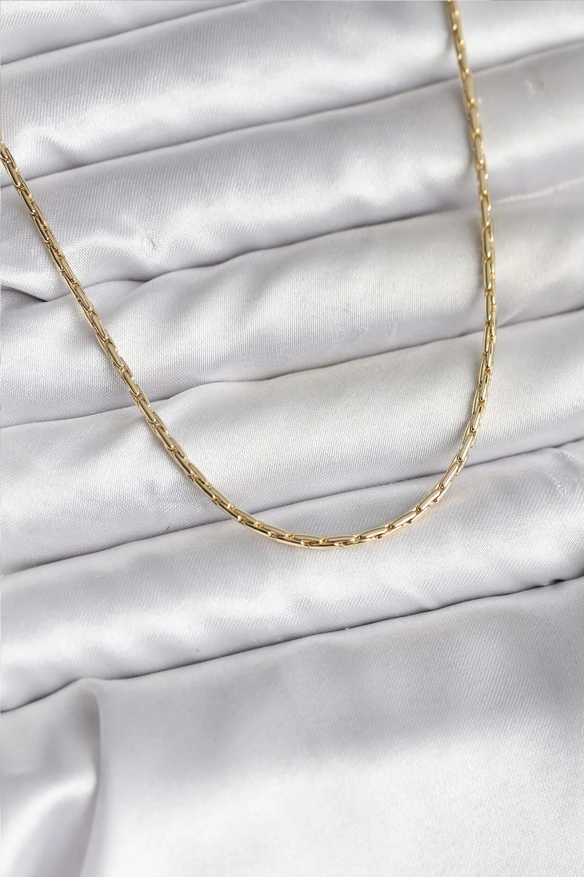14K Gold Renk Kaplama İnce Zincir Kadın Kolye 5886 - Günlük, Spor ve Klasik Modeller