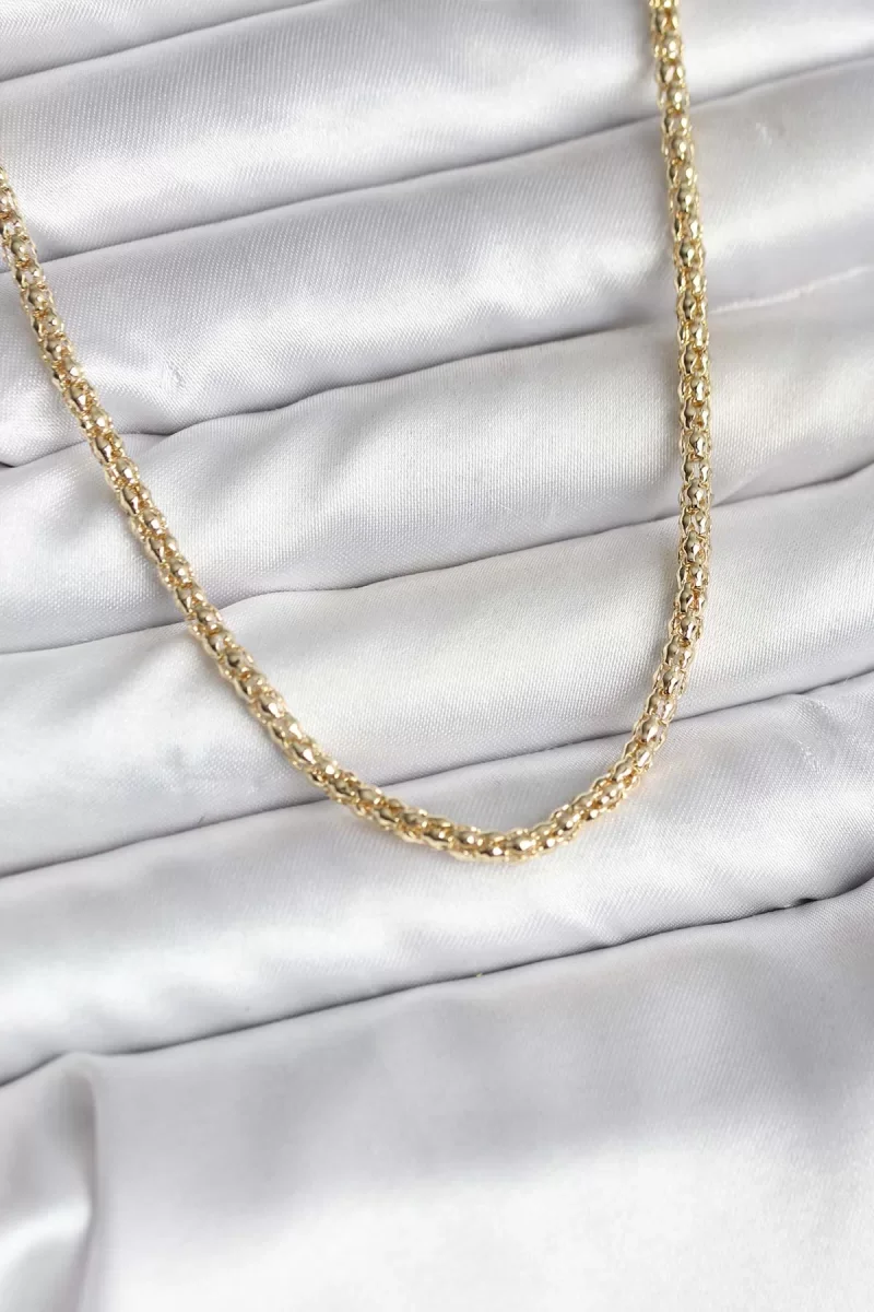 14K Gold Renk Kaplama Boru Zincir Model CM Kadın Kolye - Lisinya