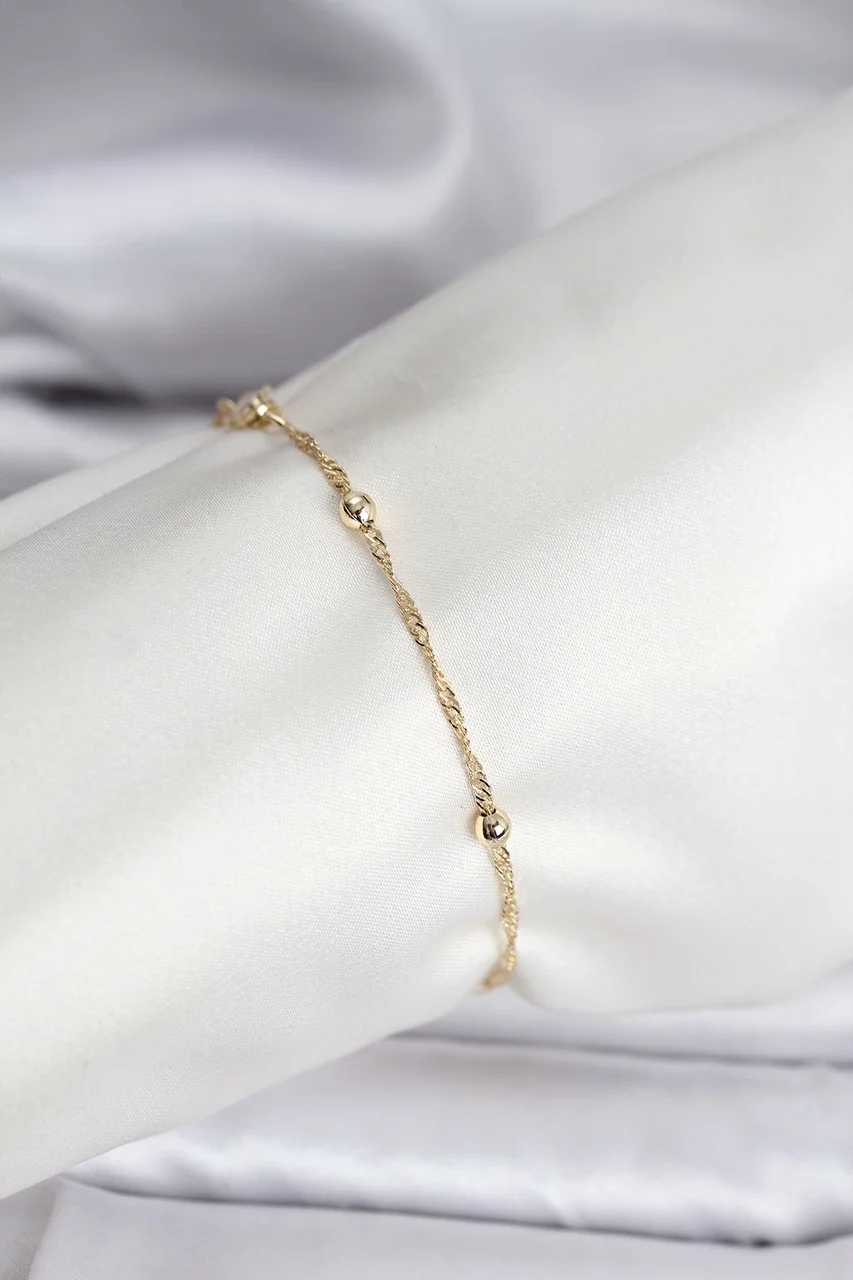 14k Gold Renk Kaplama Topçuklu Model Cm Kadın Bileklik - Lisinya Diğer