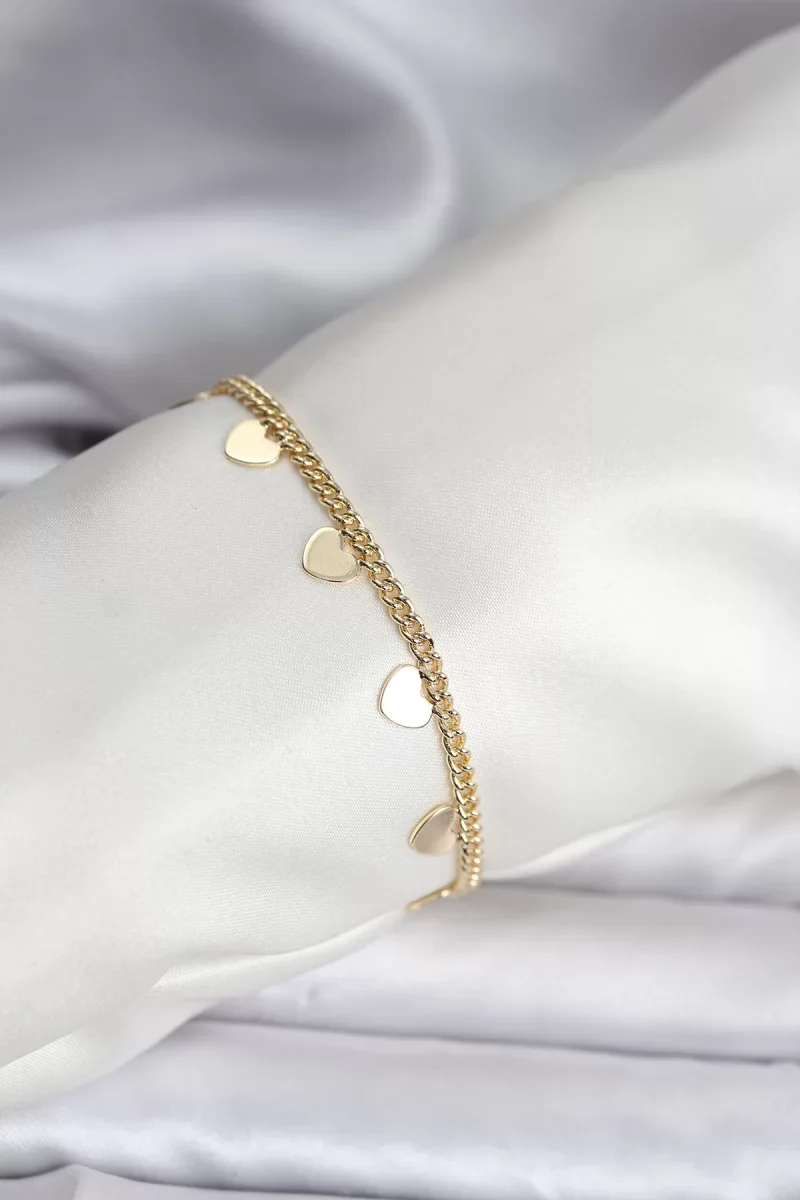 14K Gold Renk Kaplama Kalpli Model CM Kadın Bileklik - Lisinya