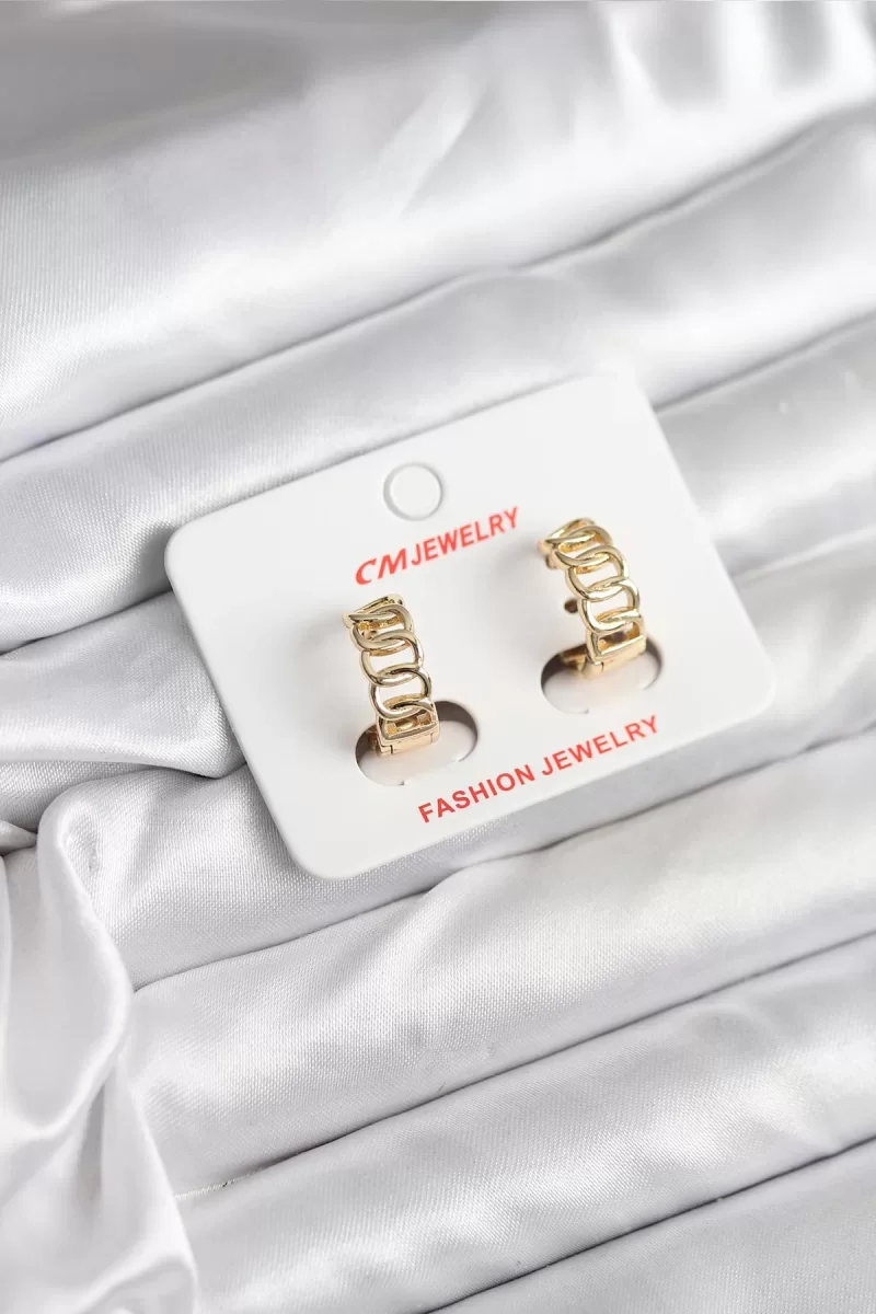 14K Gold Renk Kaplama Samanyolu Model CM Kadın Küpe - Lisinya