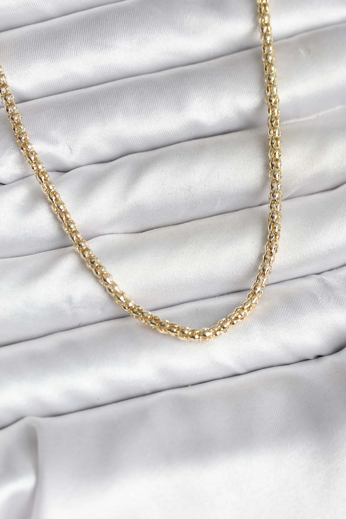 14K Gold Renk Kaplama Boru Zincir Model CM Kadın Kolye -1492