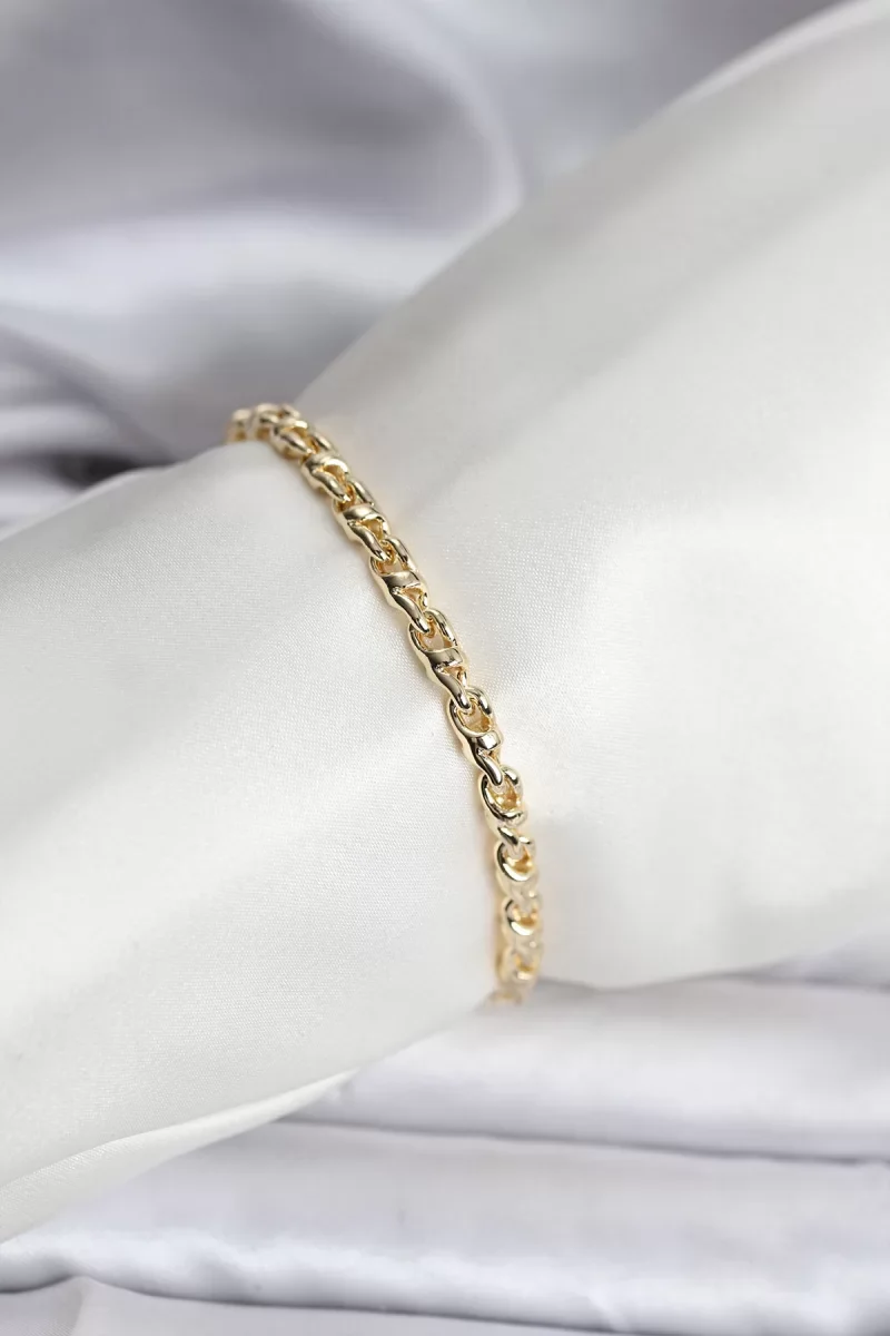 14K Gold Renk Kaplama Zincir Model Kadın CM Bileklik - Lisinya