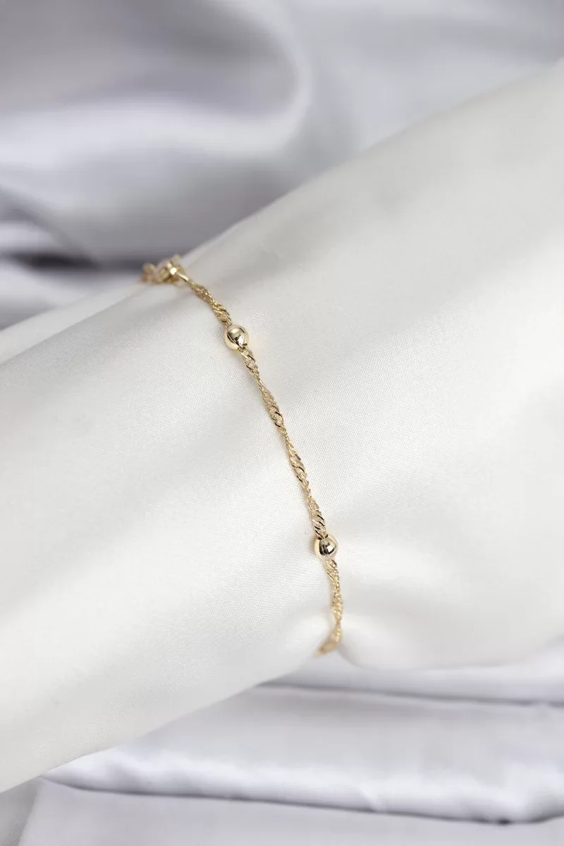 14K Gold Renk Kaplama Topçuklu Model CM Kadın Bileklik - Lisinya
