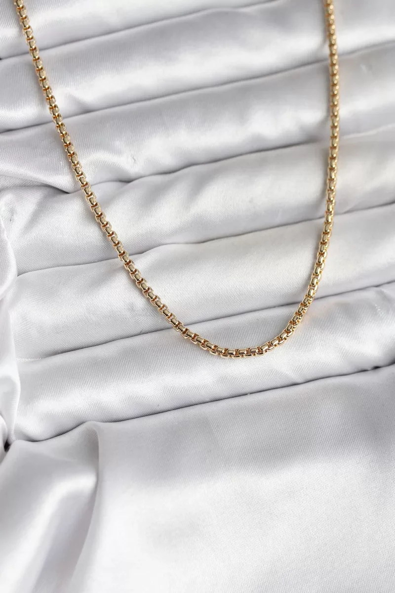 14K Gold Renk Kaplama Zincir Model CM Kadın Kolye - Lisinya