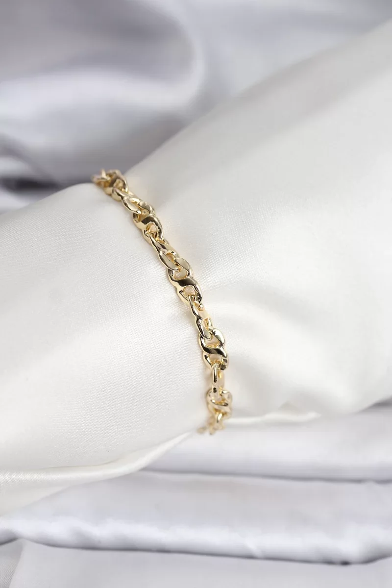14K Gold Renk Kaplama Zincir Model CM Kadın Bileklik - Lisinya