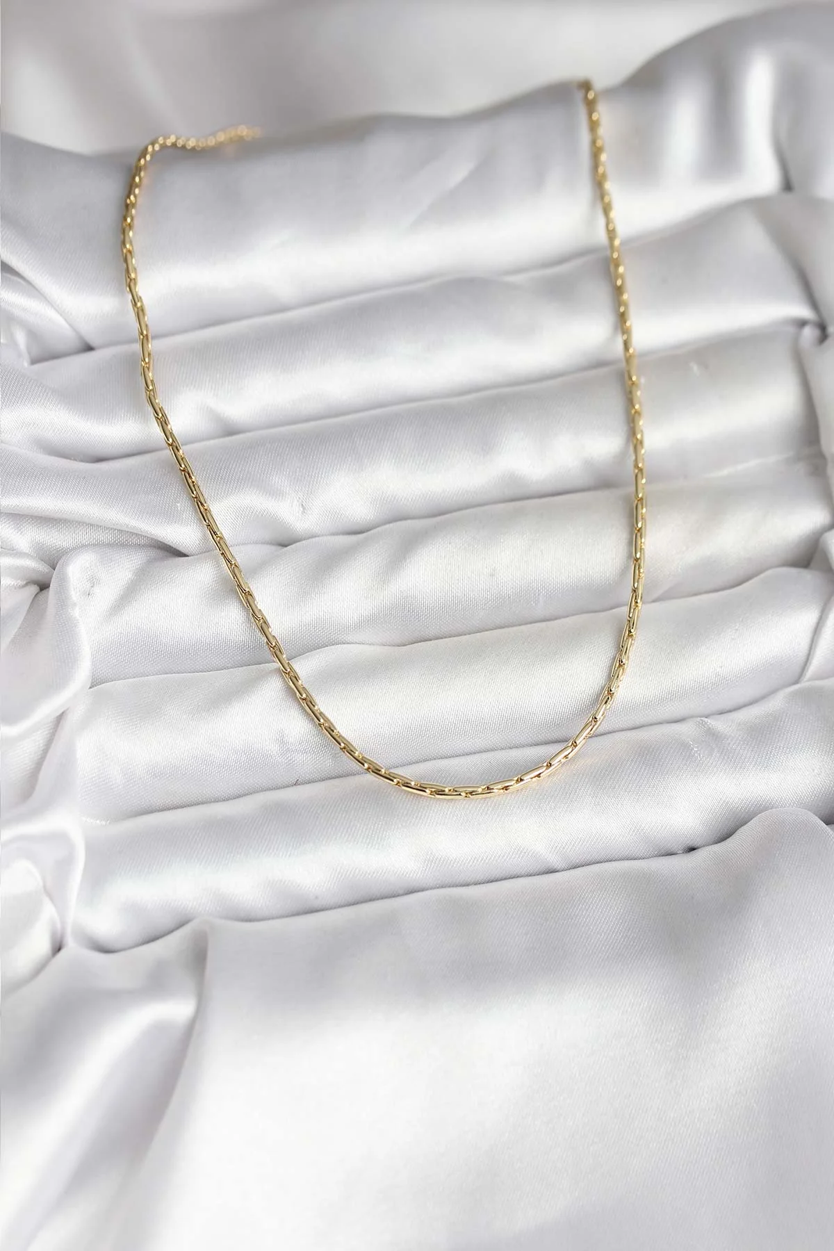 14K Gold Renk Kaplama İnce Zincir Kadın Kolye 5886 - Günlük, Spor ve Klasik Modeller