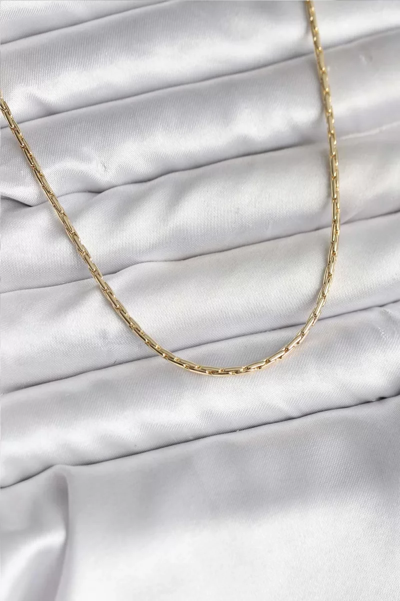 14K Gold Renk Kaplama İnce Zincir Model CM Kadın Kolye - Lisinya