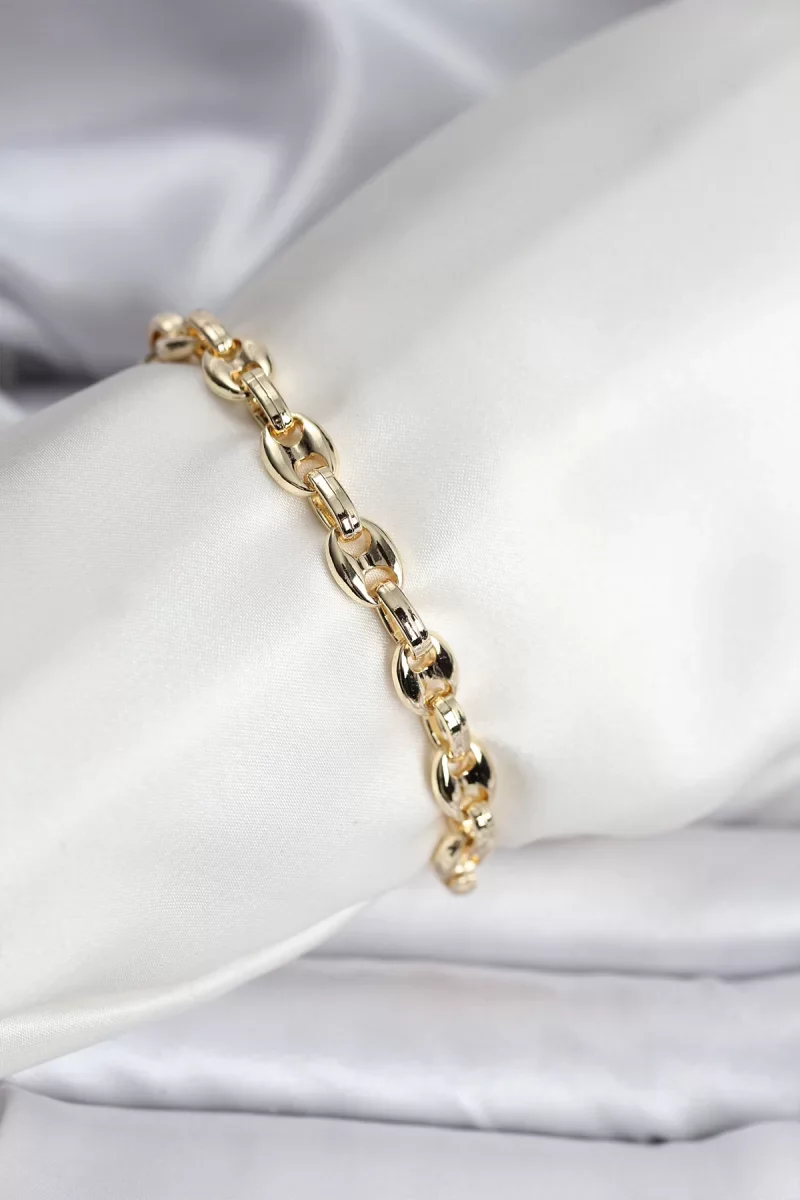 14K Gold Renk Kaplama Kahve Çekirdeği Model CM Kadın Bileklik - L