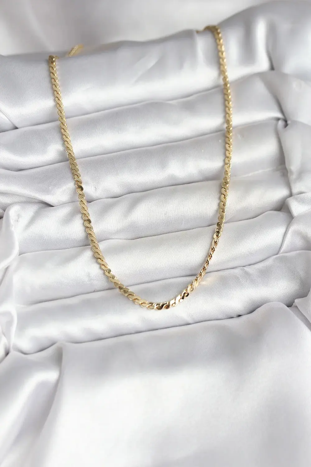 14K Gold Renk Kaplama Ezme Yılan Zincir Model CM Kadın Kolye