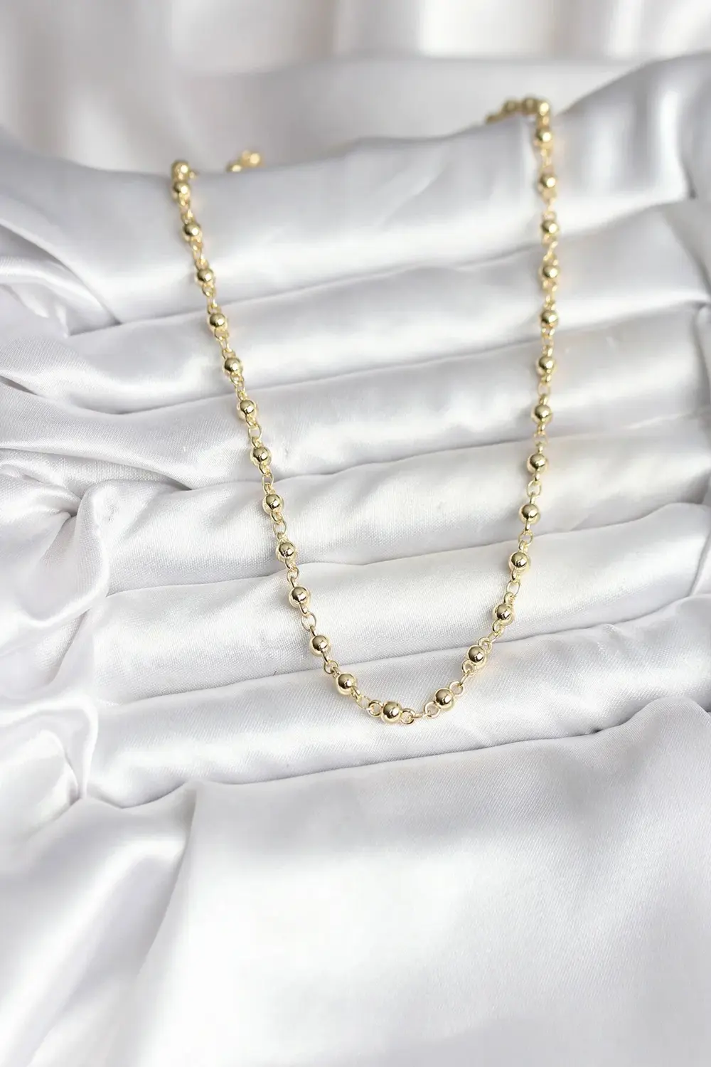 14K Gold Renk Kaplama Topçuklu Zincir Model CM Kadın Kolye
