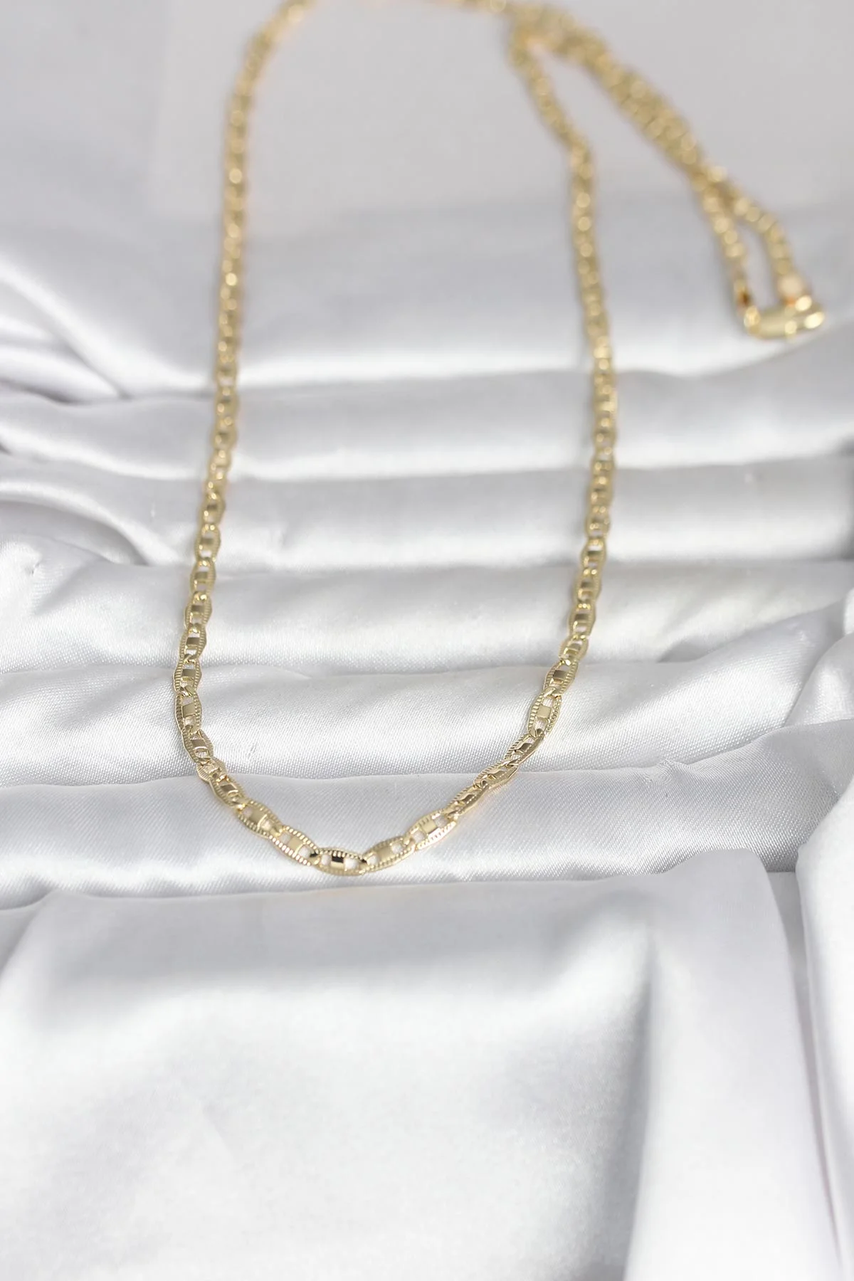 14K Gold Renk Lazer Kesim Zincirli Kadın Kolye 60 cm - CM 5886