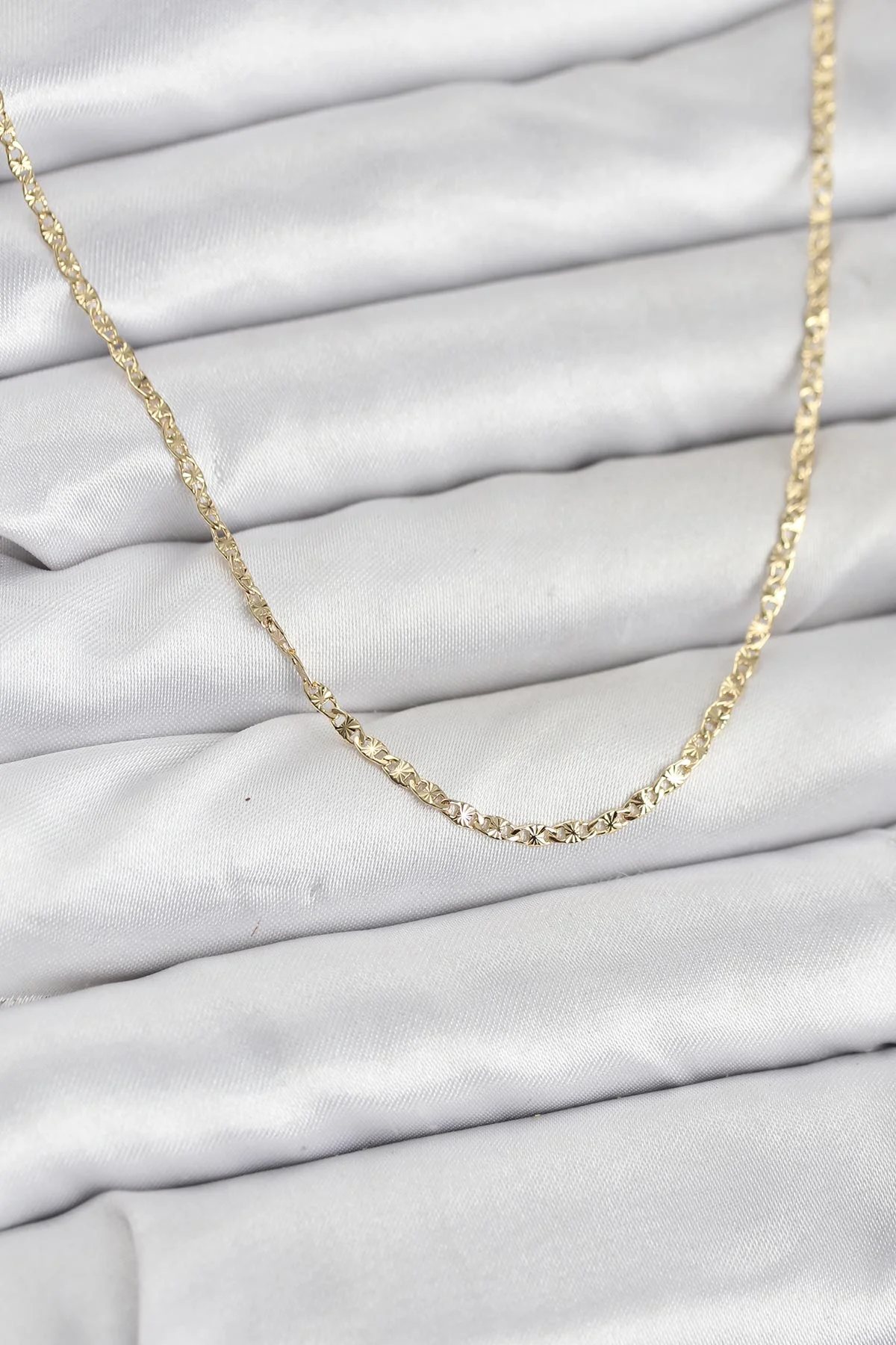 14K Gold Renk Pirinç Lazer Model 60 cm Kadın Kolye 5886