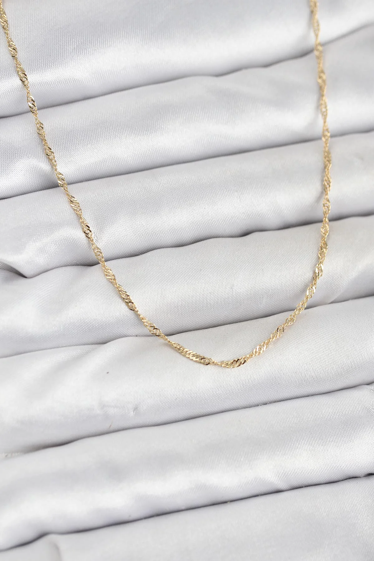 14K Gold Renk Pirinç Ezme Burgu Model Kadın Kolye 5886 - Günlük ve Özel Günler İçin