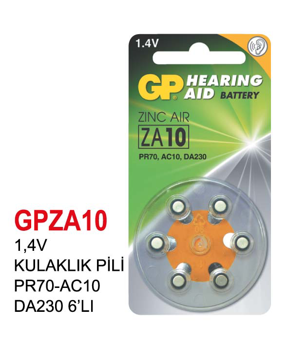 1,4V KULAKLIK PİL PR70-AC10 DA230 6’LI