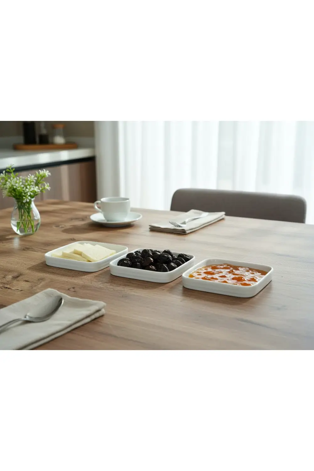 14x14 cm Kare Porselen Kahvaltılık 3’lü Set – Meze Sunumluk Tabak