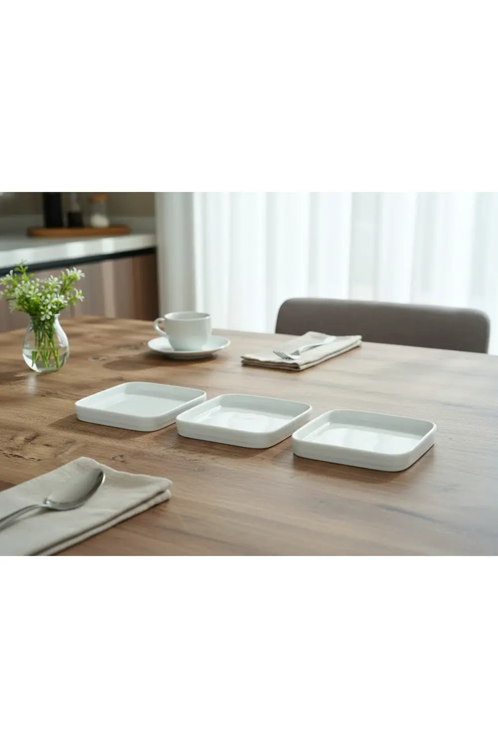 14x14 cm Kare Porselen Kahvaltılık 3’lü Set – Meze Sunumluk Tabak