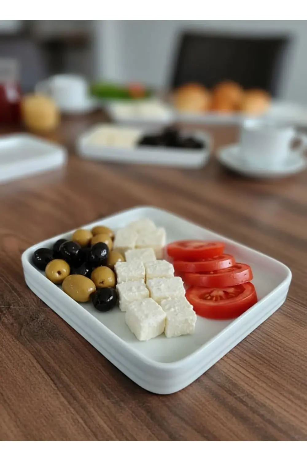14x14 cm Kare Porselen Kahvaltılık 6’lı Set – Meze ve Kahvaltı Su