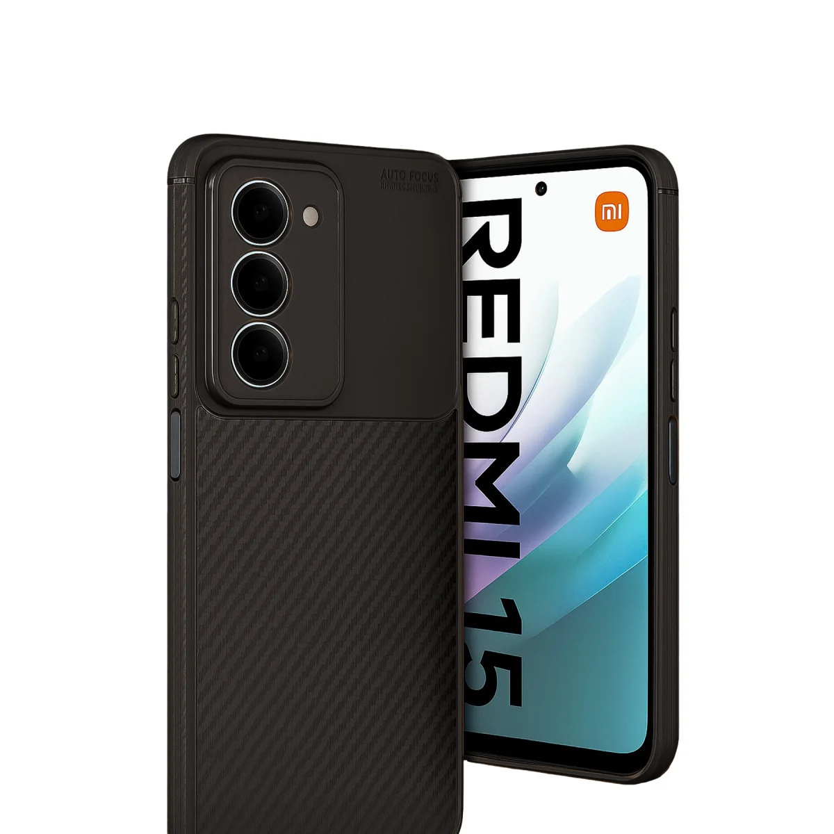 15 4G Auto Focus Karbon Kapak - Siyah, Pürüzsüz ve Dayanıklı Koruma Kılıfı