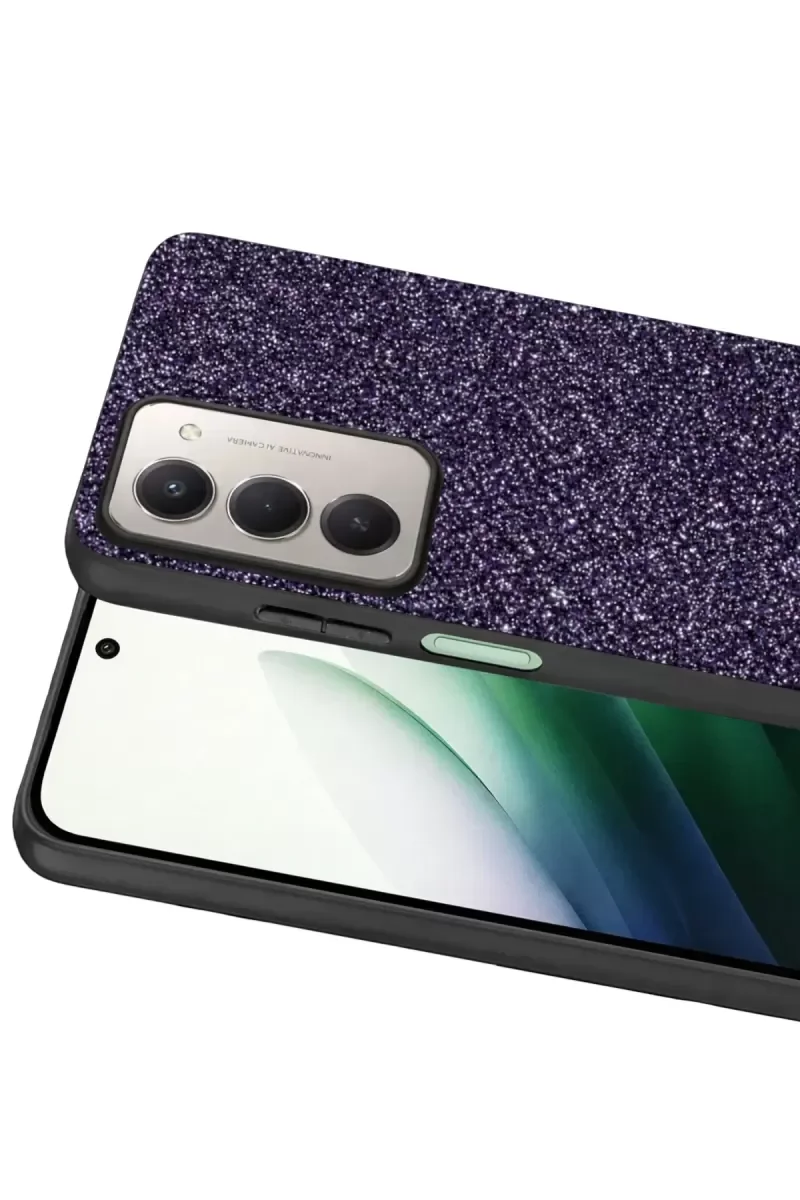 15 4G Bright Simli Kapak - Derin Mor Boncuk İşlemeli Şık Telefon Kılıfı
