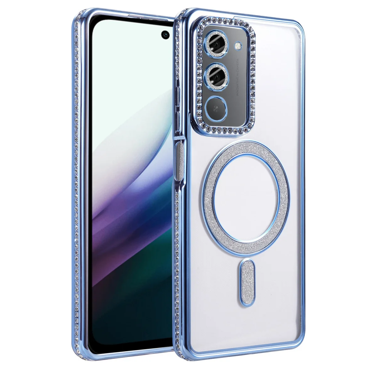 15 4G Joke Simli Magneticsafe Kılıf - Mavi Parlayan Tasarım ve Tam Koruma