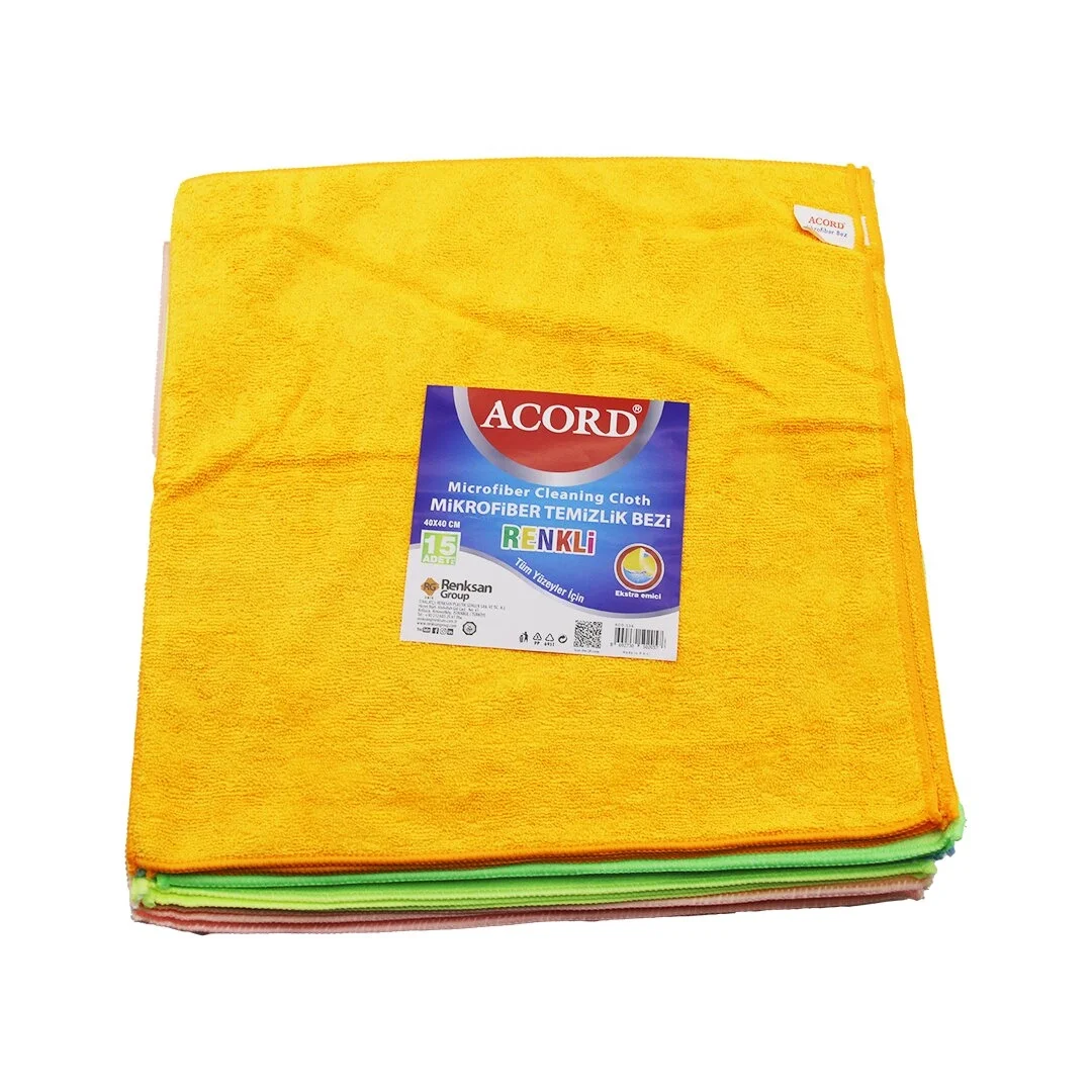 15 Adet Acord Kod-536 Dökme 40x40cm Renkli Mikrofiber Temizlik Bezi Ekstra Emici Tüm Yüzeyler İçin Bx40 Fiyatı, Yorumları ve Özellikleri